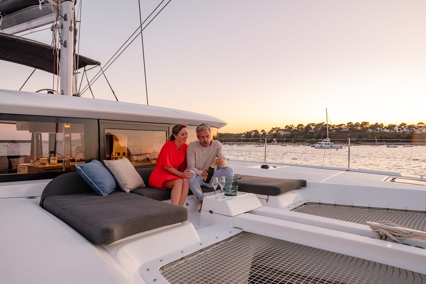 Lagoon 46 bow lounge