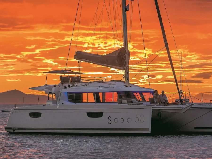 Saba 50 at anchor